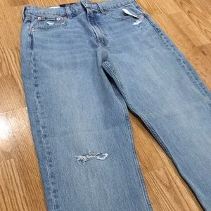 GAP Sky High Distressed Straight Leg Jeans